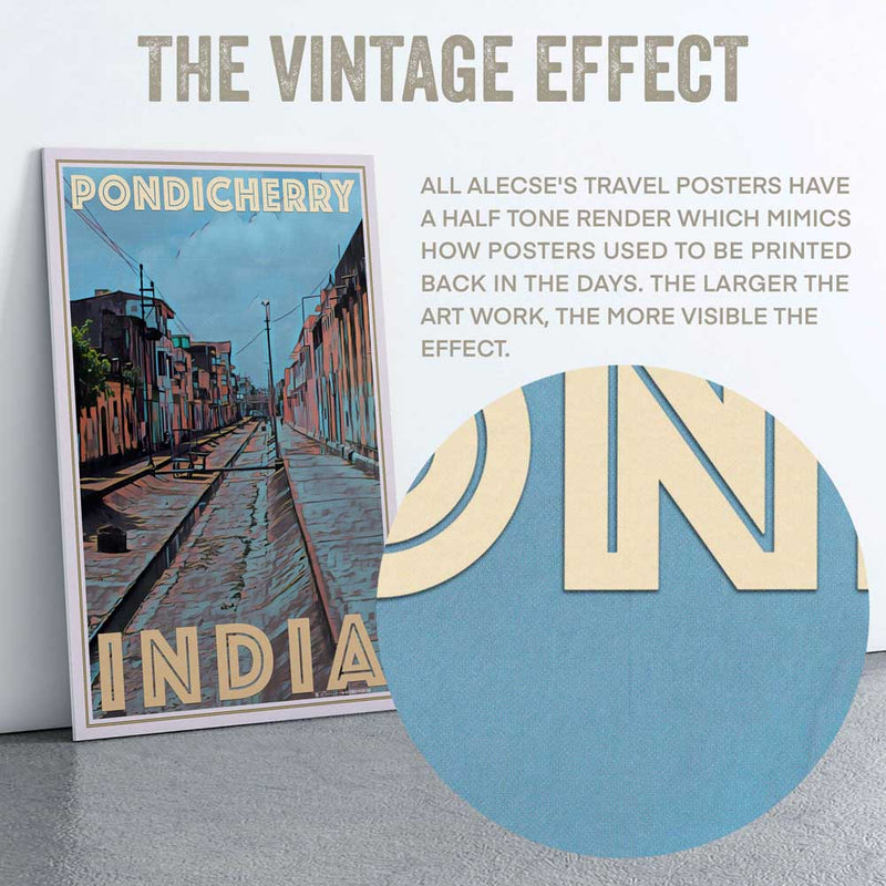 Alecse's Pondicherry artwork showcasing signature half-tone style