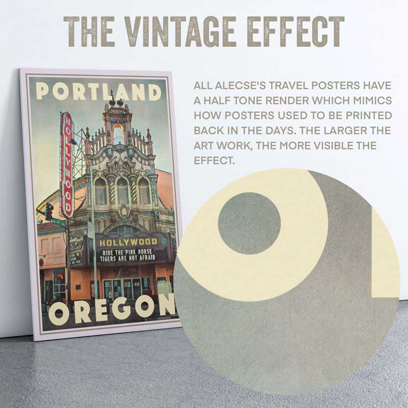 Close-up of the half-tone effect in the Portland poster by Alecse