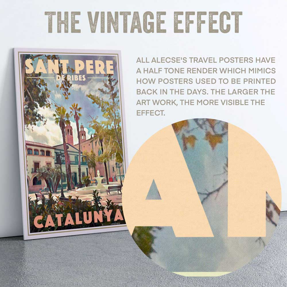 Close-up of the half-tone render in the Sant Pere de Ribes poster by Alecse
