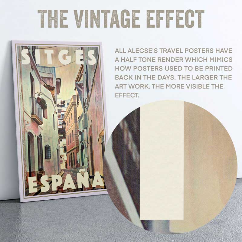 Close-up of the half-tone texture in the poster of Sitges by Alecse
