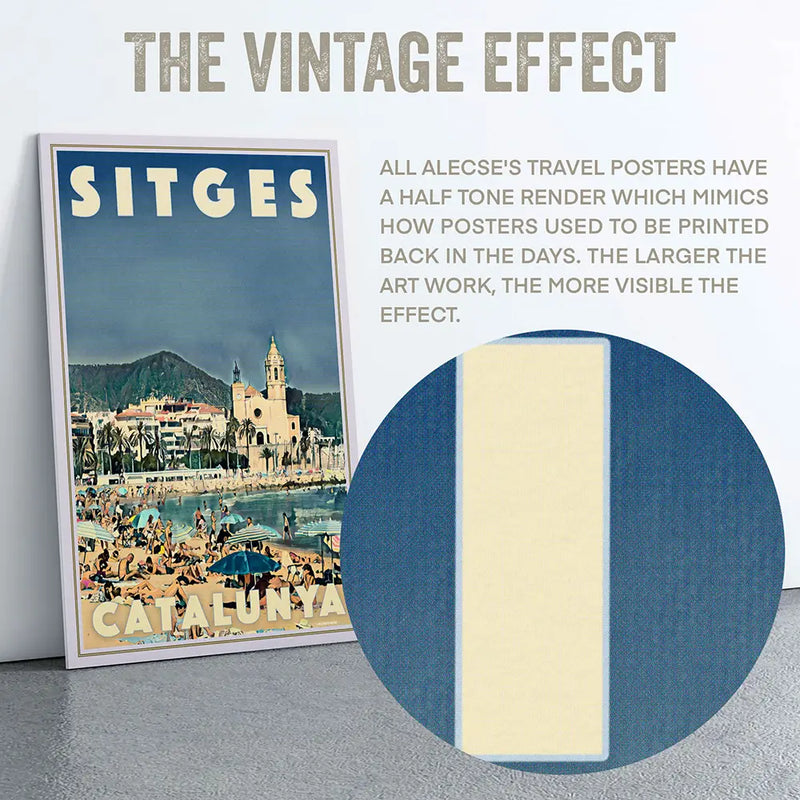 Sitges Summer poster showcasing Alecse’s retro halftone printing effect for a true vintage look