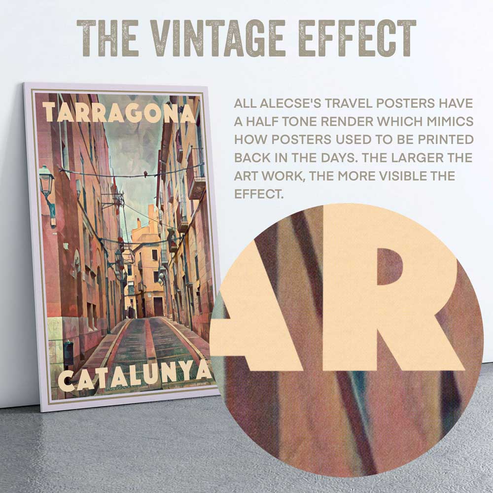 Close-up of the half-tone texture in Alecse's poster of tarragona