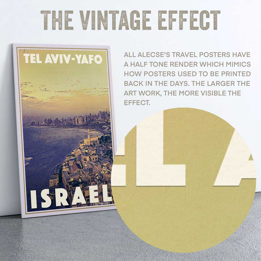 Macro Detail of Tel Aviv-Yafo Poster with Half-tone Artistic Render by Alecse