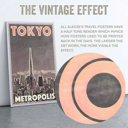 Zoom on poster texture showing Alecse’s signature halftone vintage effect