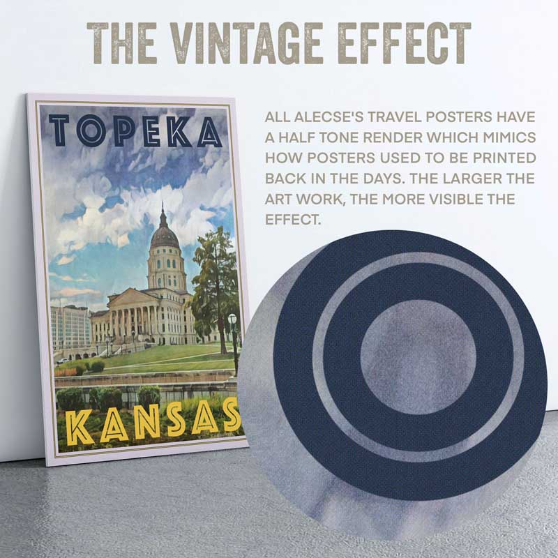 Close-up of the half-tone effect in the Topeka poster by Alecse