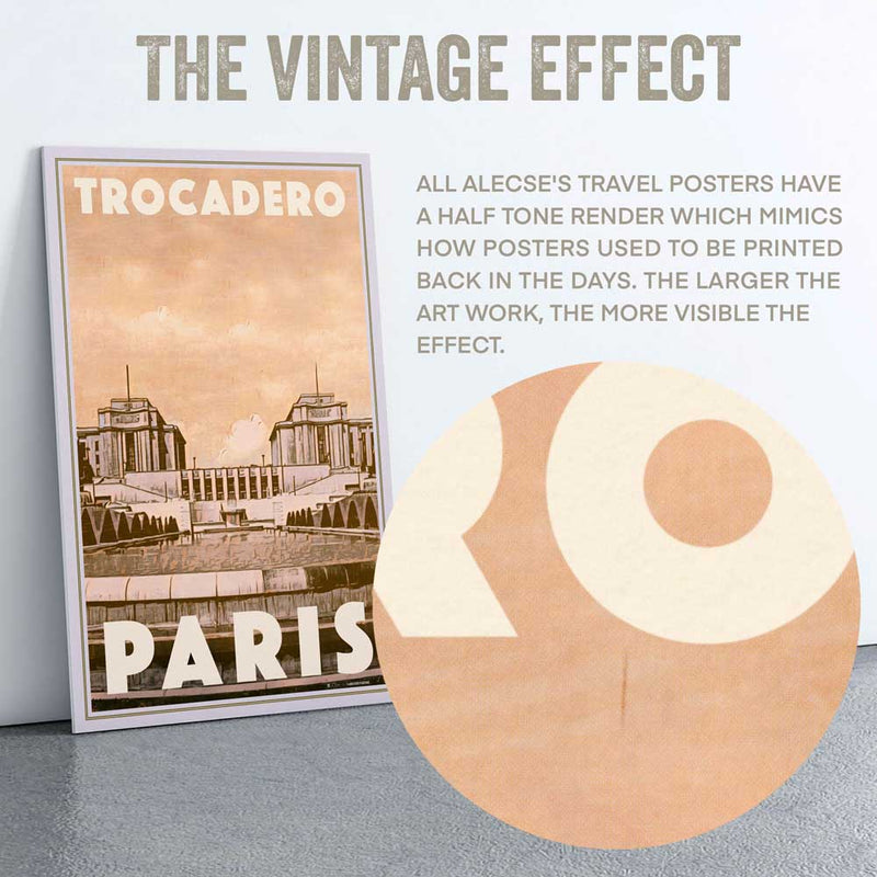 Close-up of the half-tone in Alecse's poster of Trocadero (Paris, France)