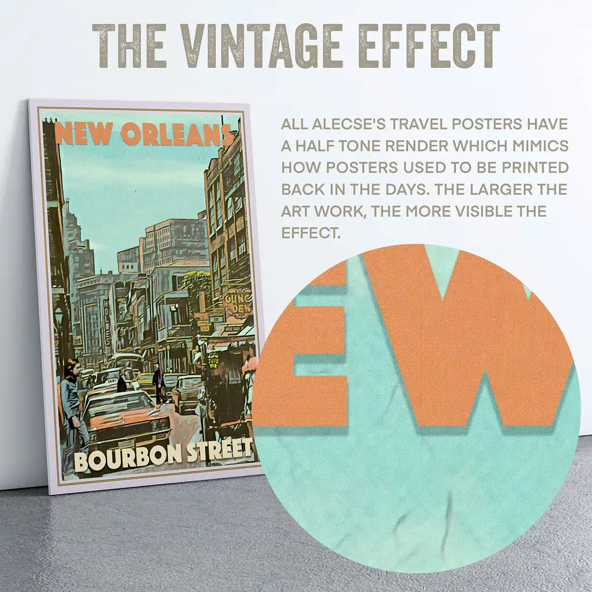 Macro of orange typography and halftone texture from Alecse’s collector edition.