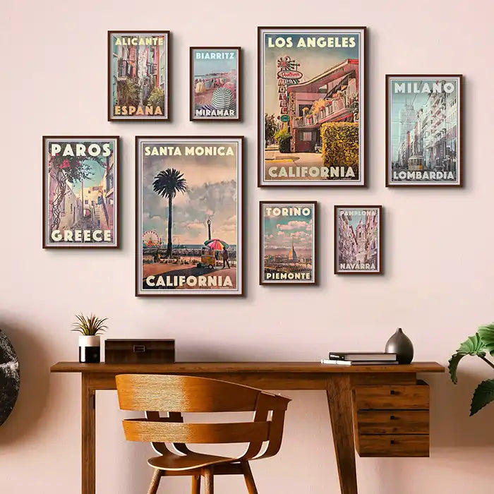 8 framed Artful travels by Alecse: Vintage and Retro Travel Poster Art