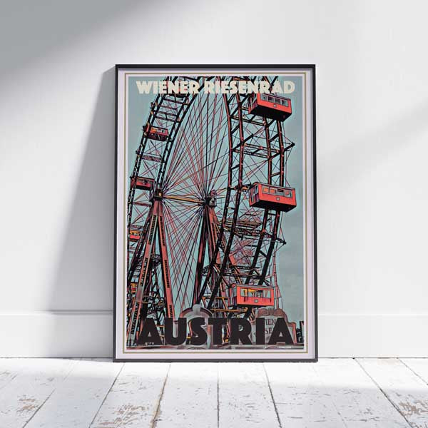 Affiche de voyage Wiener Riesenrad d'Alecse représentant la grande roue emblématique de Vienne