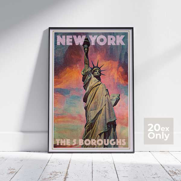 Affiche New York Les 5 Boroughs par Alecse | Affiche de voyage New York édition collector