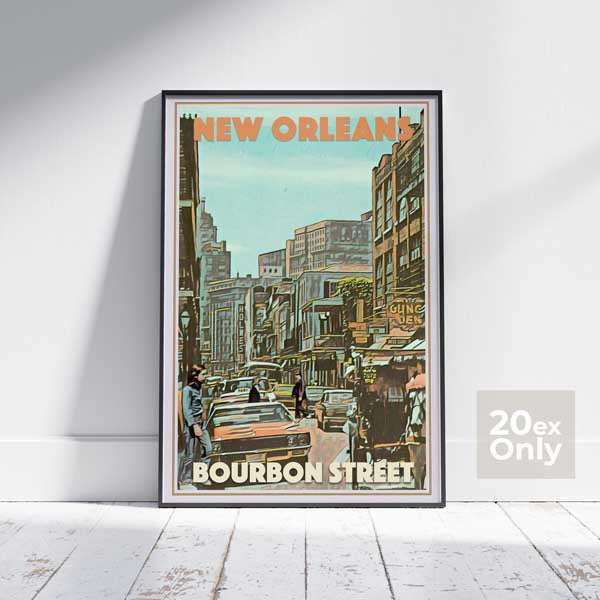 New Orleans Poster Bourbon Street by Alecse, Collector Edition poster, 20ex