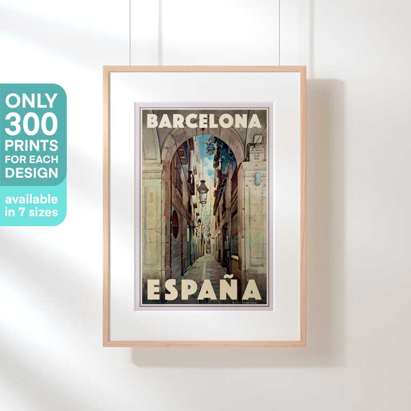 Limited Edition Barcelona Travel poster of Spain | Carrer del Vidre near Placa Reial by Alecse