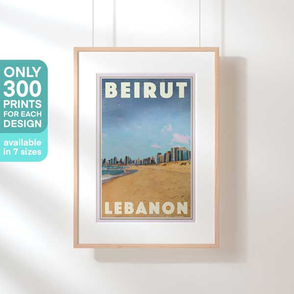 Affiche de voyage au Liban en édition limitée de la plage de Beyrouth