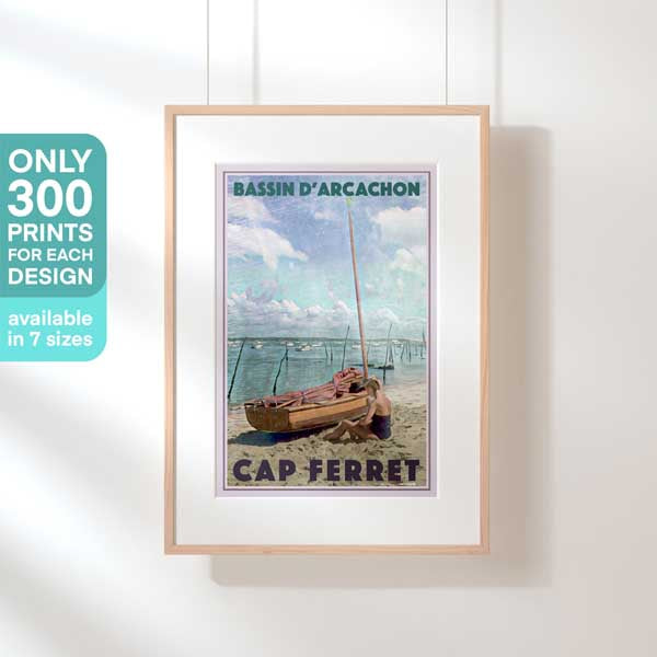 Limited Edition Cap Ferret poster | Arcachon Bay | Beach Scene with mother and child