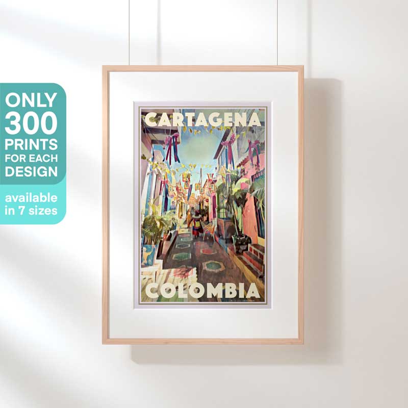 Affiche de voyage colombienne en édition limitée de Carthagène | Rue par Alecse