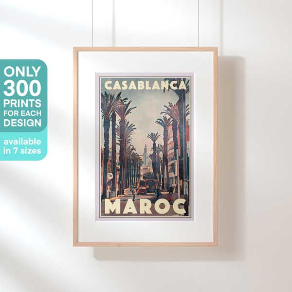 Casablanca poster in a hanging frame with text highlighting its 300 copies limited edition status.
