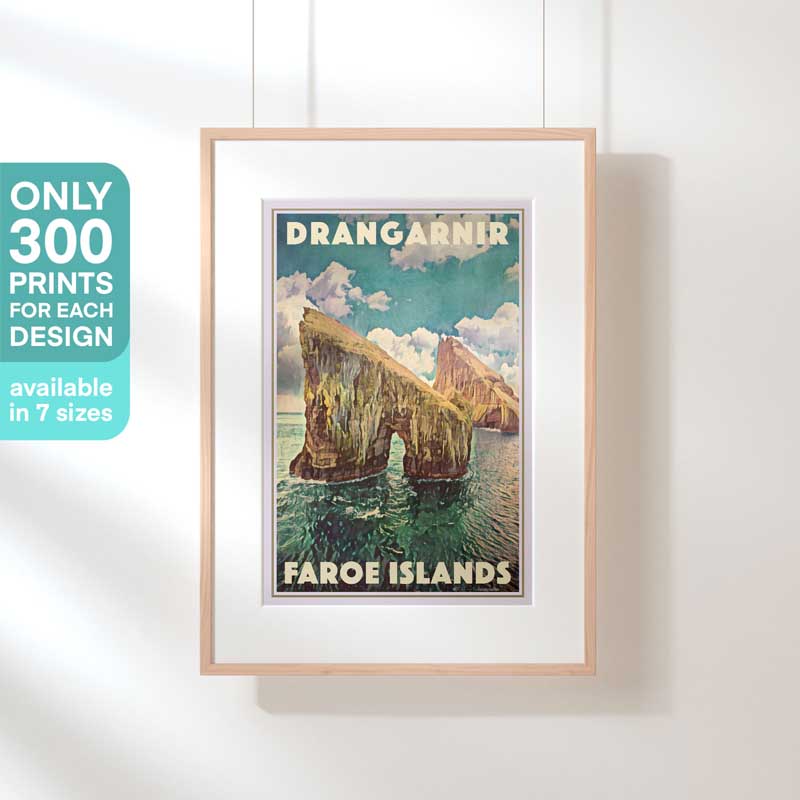 Limited Edition Denmark Travel Poster of the Faroe Islands | Drangarnir by Alecse