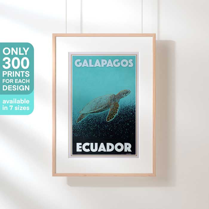 Limited Edition Ecuador Travel Poster of a turtle in the Galapagos