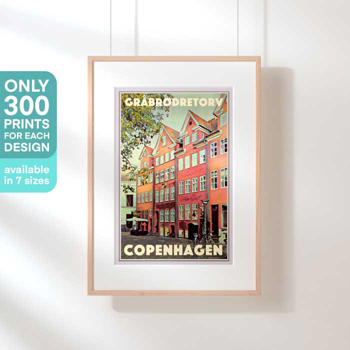 Limited Edition Denmark Travel Poster of Copenhagen | Gråbrødretorv by Alecse