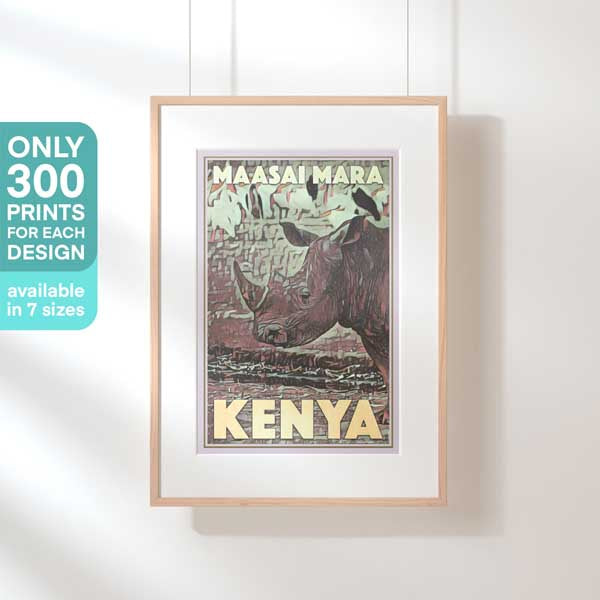 Affiche en édition limitée Maasai Mara Rhino | Impression murale de la galerie du Kenya