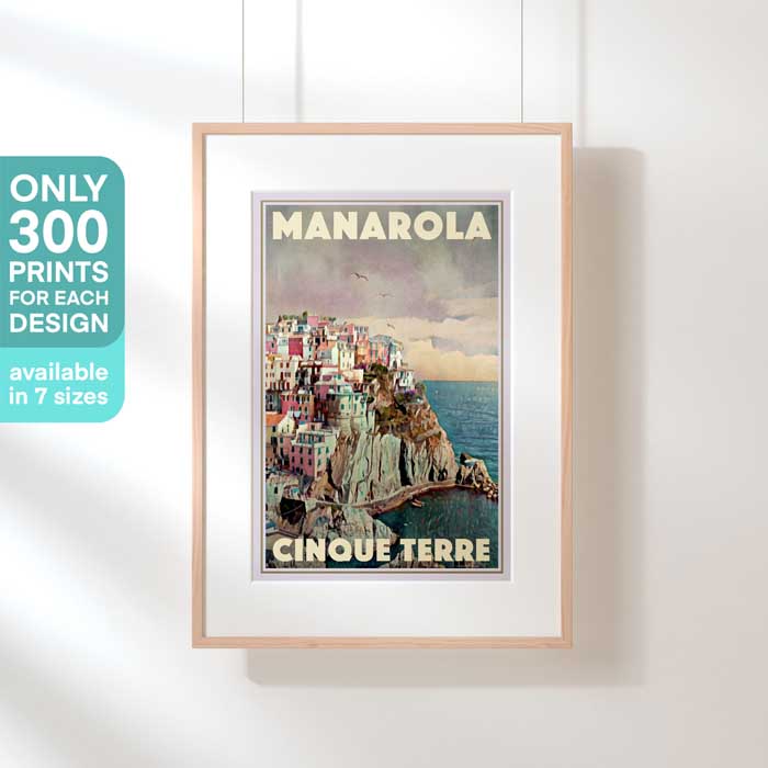 Limited edition Italy Travel Poster of Cinque Terre | Manarola by Alecse