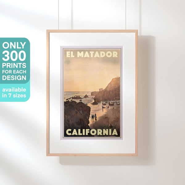 Affiche de voyage californienne en édition limitée de la plage El Matador à Malibu