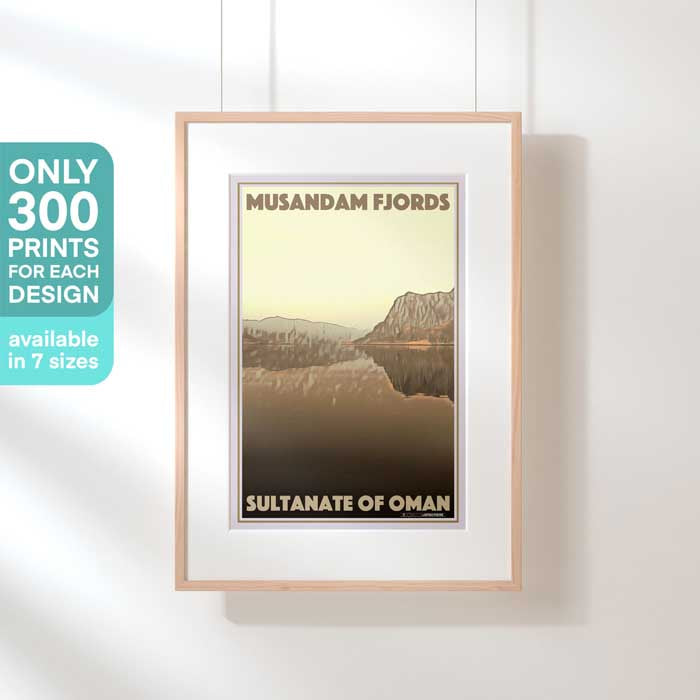 Affiche d'Oman en édition limitée Musandam Fjords 2, Oman Vintage Travel Poste