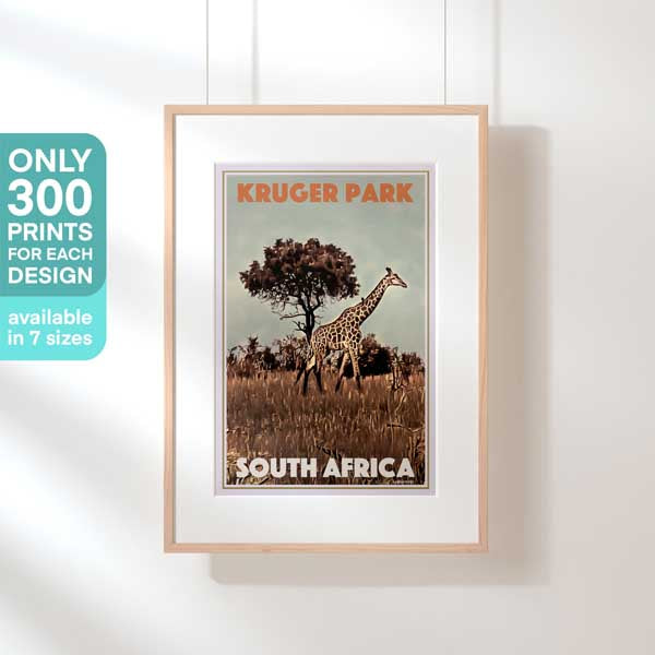 Affiche encadrée Kruger Park Giraffe en édition limitée, un des 300 exemplaires seulement, par l'artiste Alecse