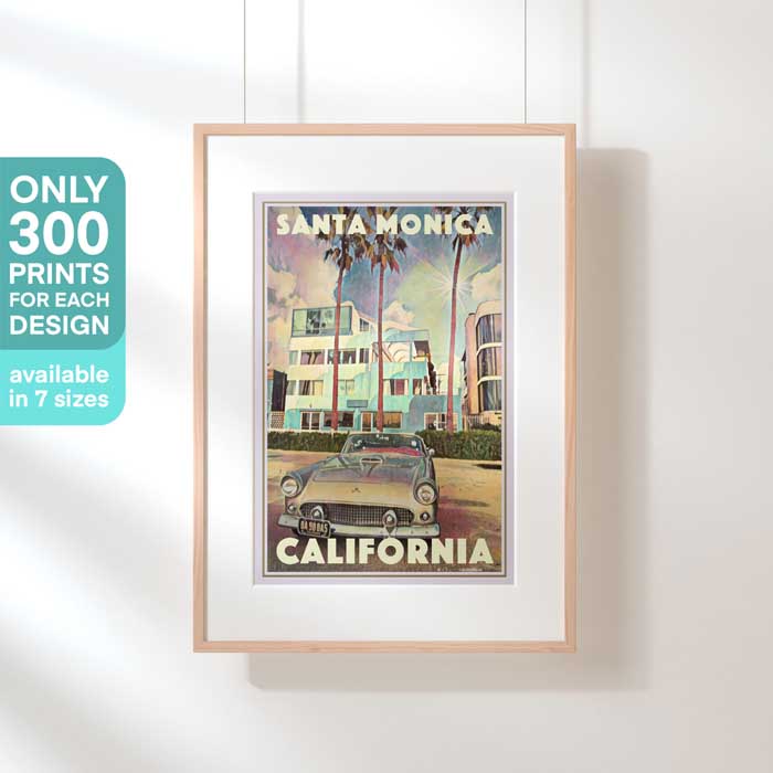 Affiche de voyage californienne en édition limitée de Santa Monica
