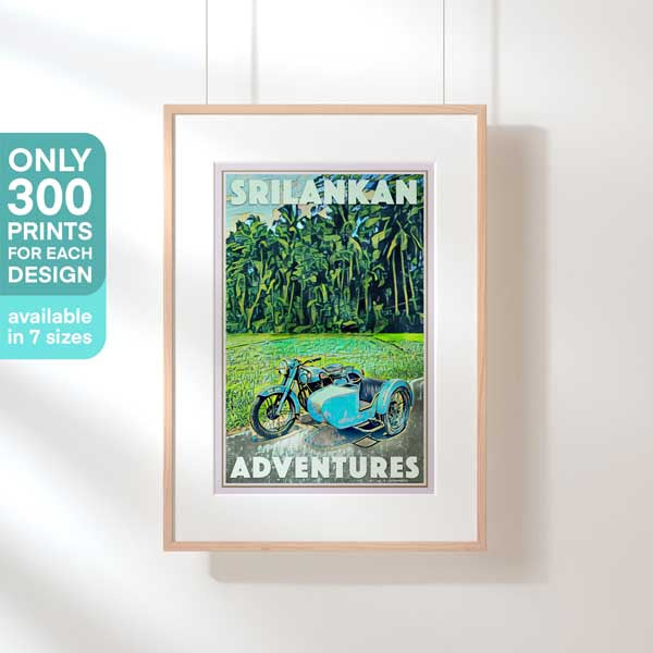 Affiche d'aventures sri lankaises (à moto), tirage d'art en édition limitée par Alecse, 300ex
