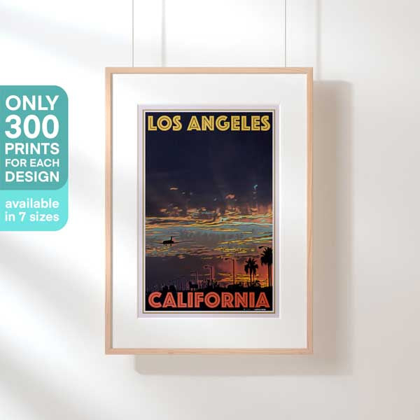 Affiche de voyage californienne en édition limitée de Los Angeles | Avion du coucher du soleil