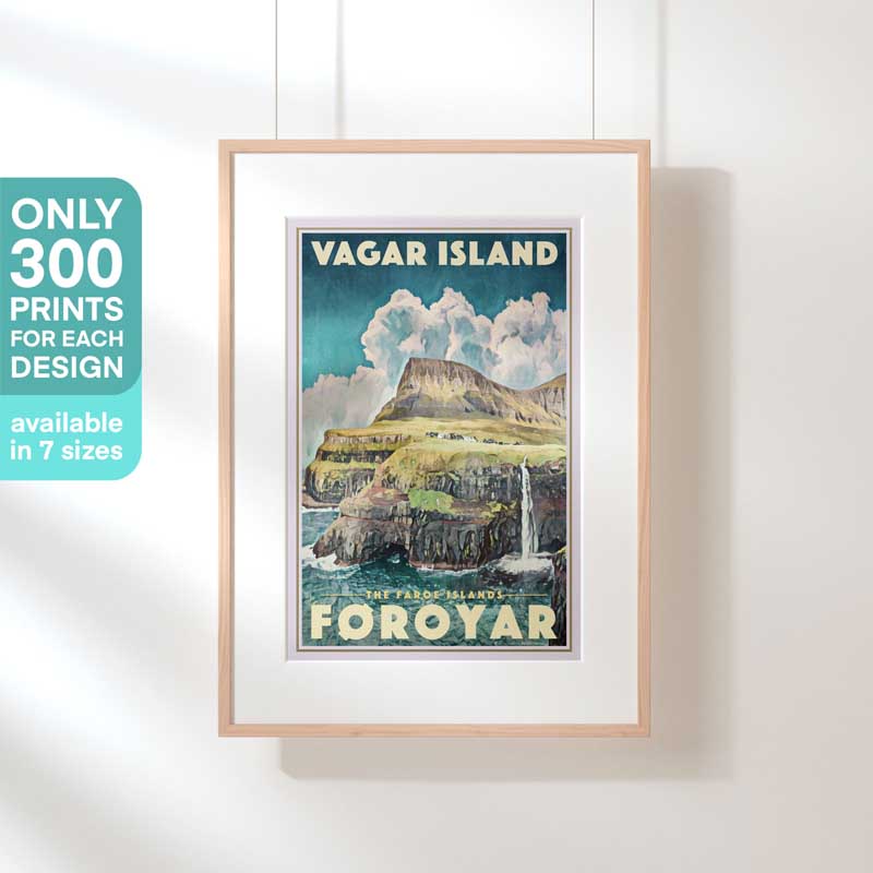 Limited Edition Denmark Travel Poster of Vagar island | Faroes Islands Poster by Alecse