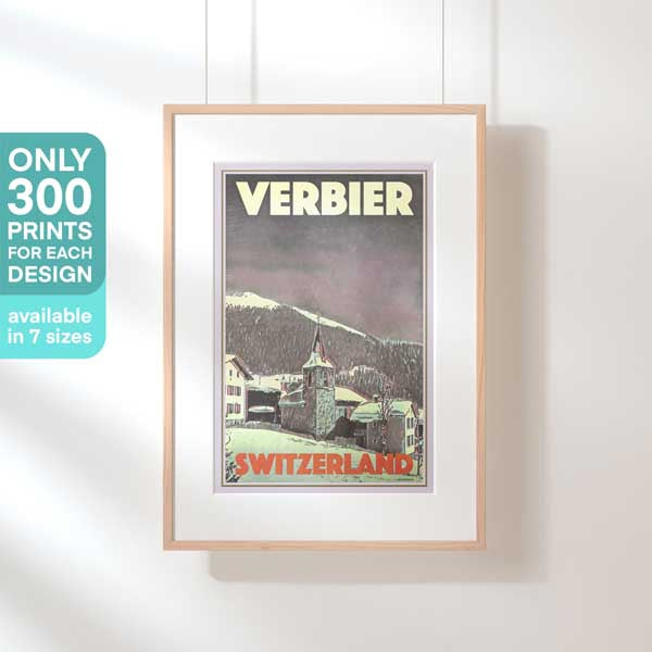 Limited Edition Verbier Poster by Alecse | The Church in verbier, Switzerland