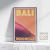 "The Wave" Bali travel poster by Alecse and Luke Cromwell, framed elegantly on a white wooden floor, limited to 50 exclusive pieces