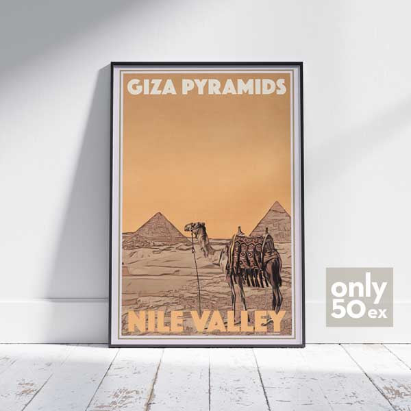 Affiche Pyramides de Gizeh par Alecse | Impression de la vallée du Nil | Affiche de voyage de l'Egypte | Édition Collector 50ex