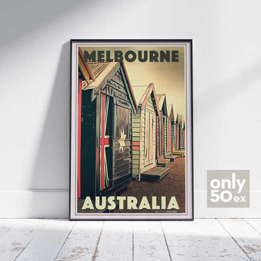Affiche Melbourne Beach Boxes par Alecse | Affiche de voyage Collector Edition Australie | 50ex
