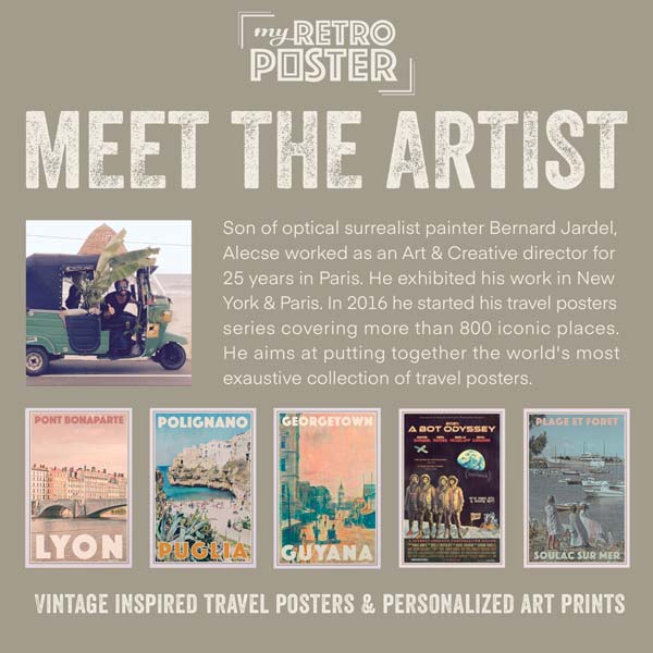About Alecse, Retro Poster Artist who has designed Travel Posters of more than 10 countries