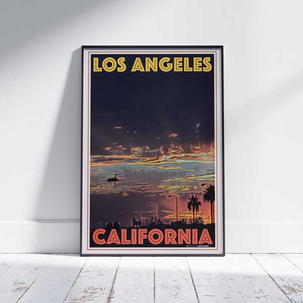 Affiche Los Angeles | Avion au coucher du soleil par Alecse
