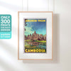 Cambodia poster, limited edition 300ex, Bayon Angkor Thom print by Alecse