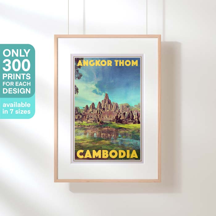 Cambodia poster, limited edition 300ex, Bayon Angkor Thom print by Alecse
