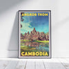 Affiche d'Angkor Thom Bayon créée par Alecse, affiche de voyage au Cambodge