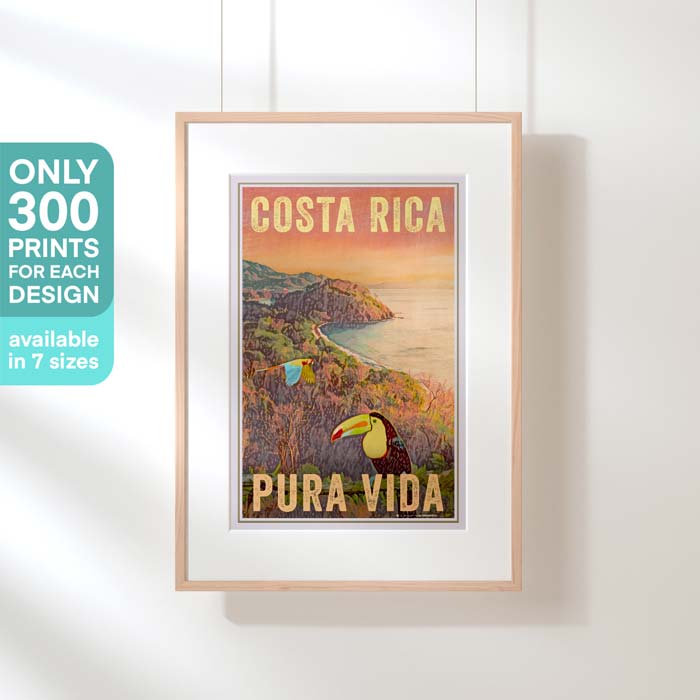 Alecse's Costa Rica 'Pura Vida Birds' Poster in Hanging Frame - Unique 300 Edition Series