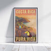 Framed Costa Rica Travel Poster on White Wooden Floor - 'Pura Vida Birds' Limited Edition by Alecse