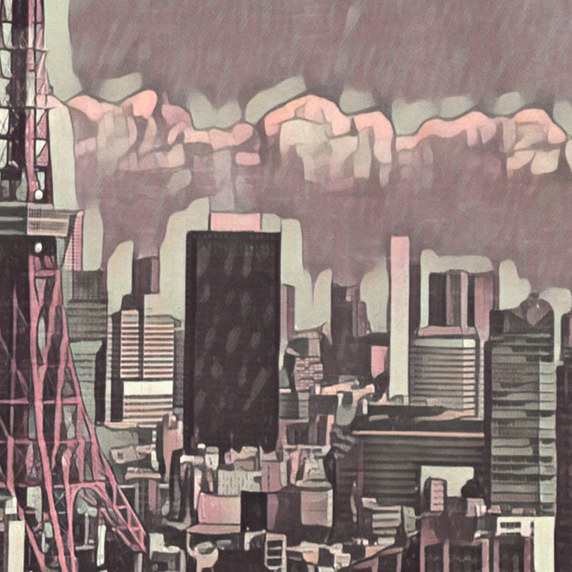 Close up on the building in Tokyo's Metropolis poster by Alecse
