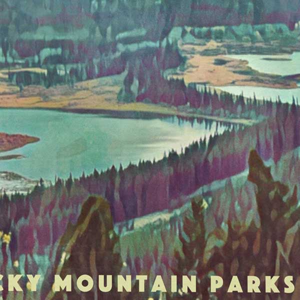 Close-up of Alecse's 'Rocky Mountain Parks' Poster showcasing soft-focus style of Alberta's landscape