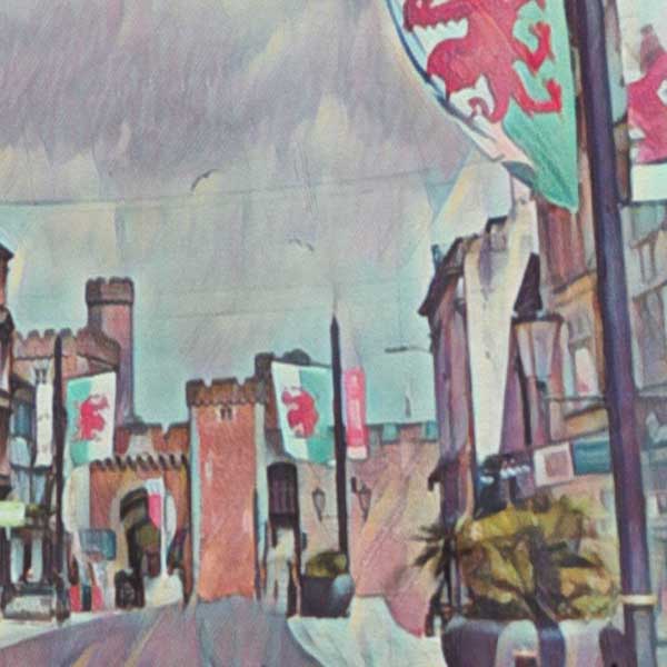 Détails de Cardiff Imprimer Pays de Galles | Affiche de voyage britannique de Cardiff