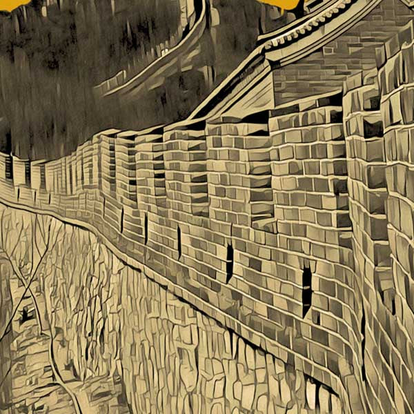 Détails de la Grande Muraille dans l'affiche de voyage en Chine