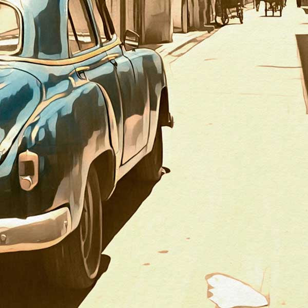 Details of the car in the Cuba Vintage Travel Poster by Alecse