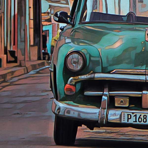 Details of Cuba poster Old Car Left | Habana Gallery Wall Print of Cuba