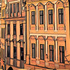 Detailed view of Alecse's Prague poster, highlighting the historic city's spires and architecture